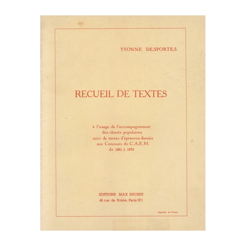 RECUEIL DE TEXTES
