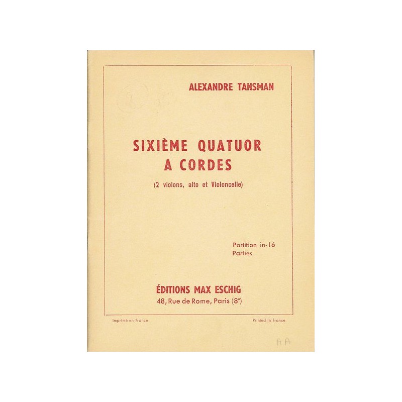 SIXIEME QUATUOR A CORDES