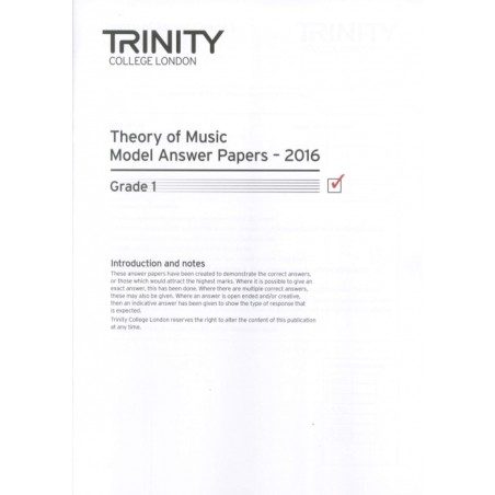 THEORY OF MUSIC MODEL ANSWER PAPERS - 2016 GRADE 1