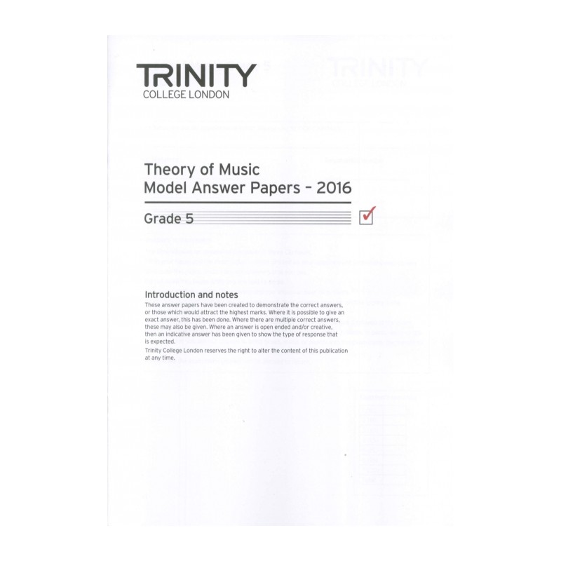 THEORY OF MUSIC MODEL ANSWER PAPERS - 2016 GRADE 5