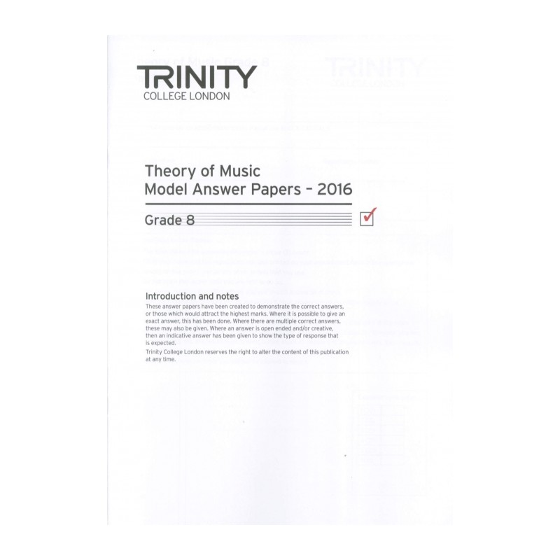 THEORY OF MUSIC MODEL ANSWER PAPERS - 2016 GRADE 8