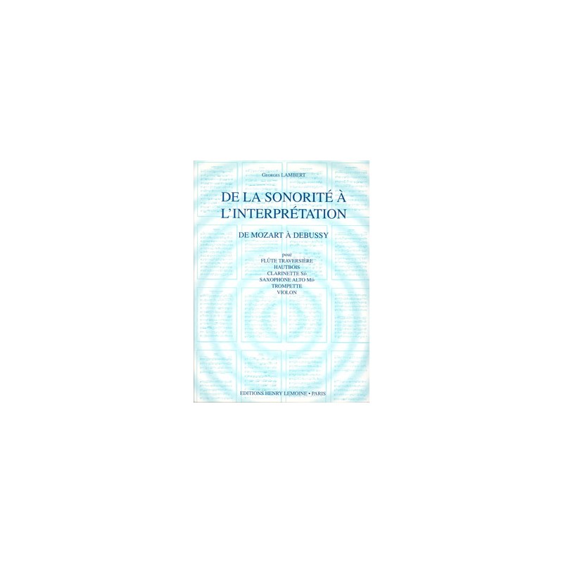 DE LA SONORITE A L'INTERPRETATION