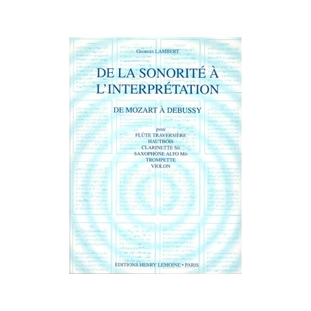 DE LA SONORITE A L'INTERPRETATION