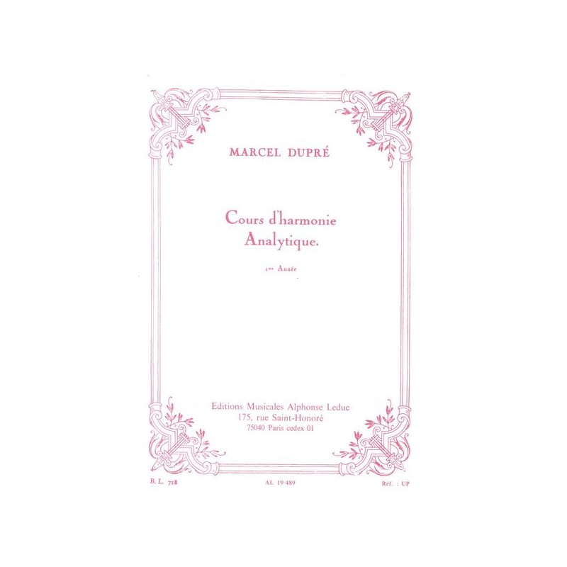 COURS D'HARMONIE ANALYTIQUE 1